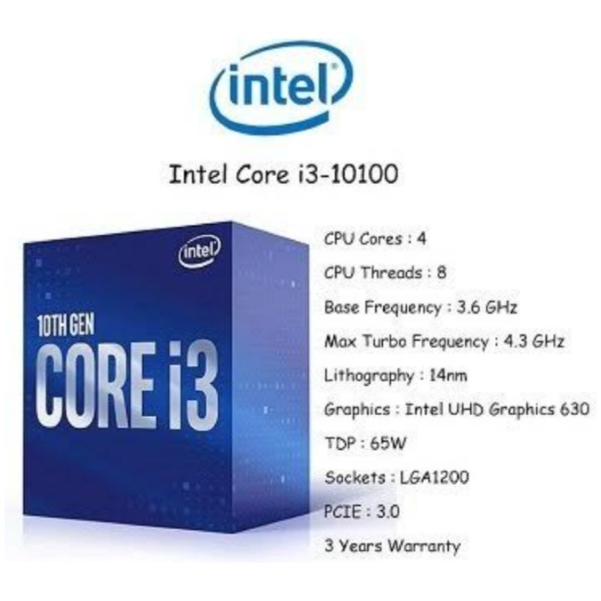 Intel Core i3 10105 Box Processor - Image 1