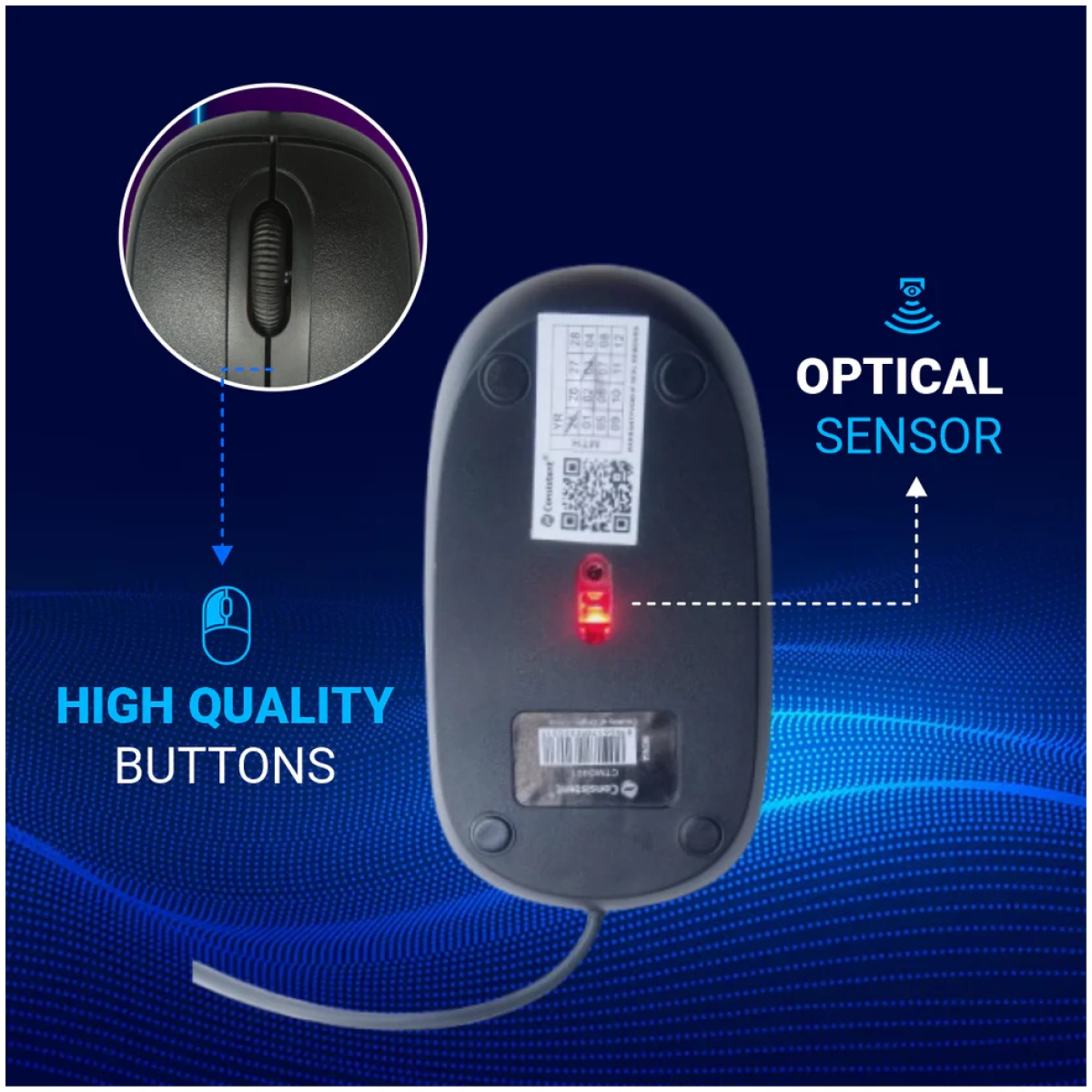 Consistent Nova Wired Mouse | Ergonomic Design | 1000 DPI | Optical Sensor - Image 1