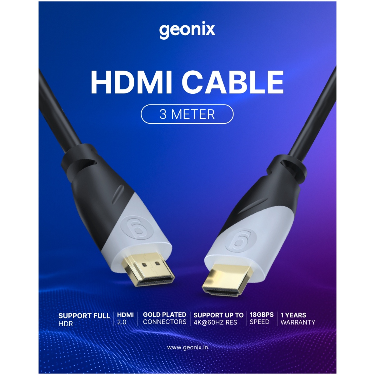 Geonix HDMI Cable 3 MTR 4K - Image 1