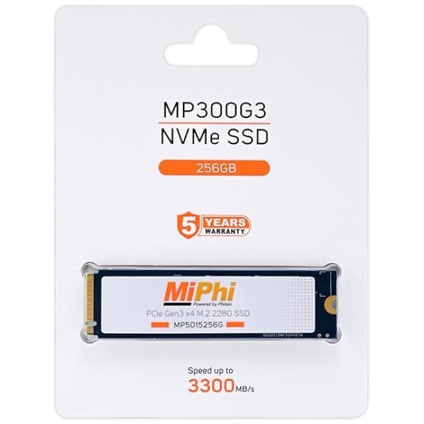 MIPHI MP300G3 NVMe 256GB 3300MB/s 5Y Warranty, PCIe Gen3 NVMe Internal Solid State Drive (SSD)